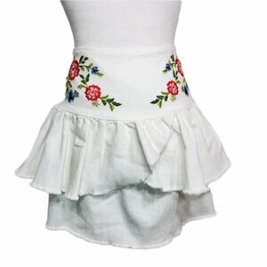 Jealous tomato floral white denim skirt